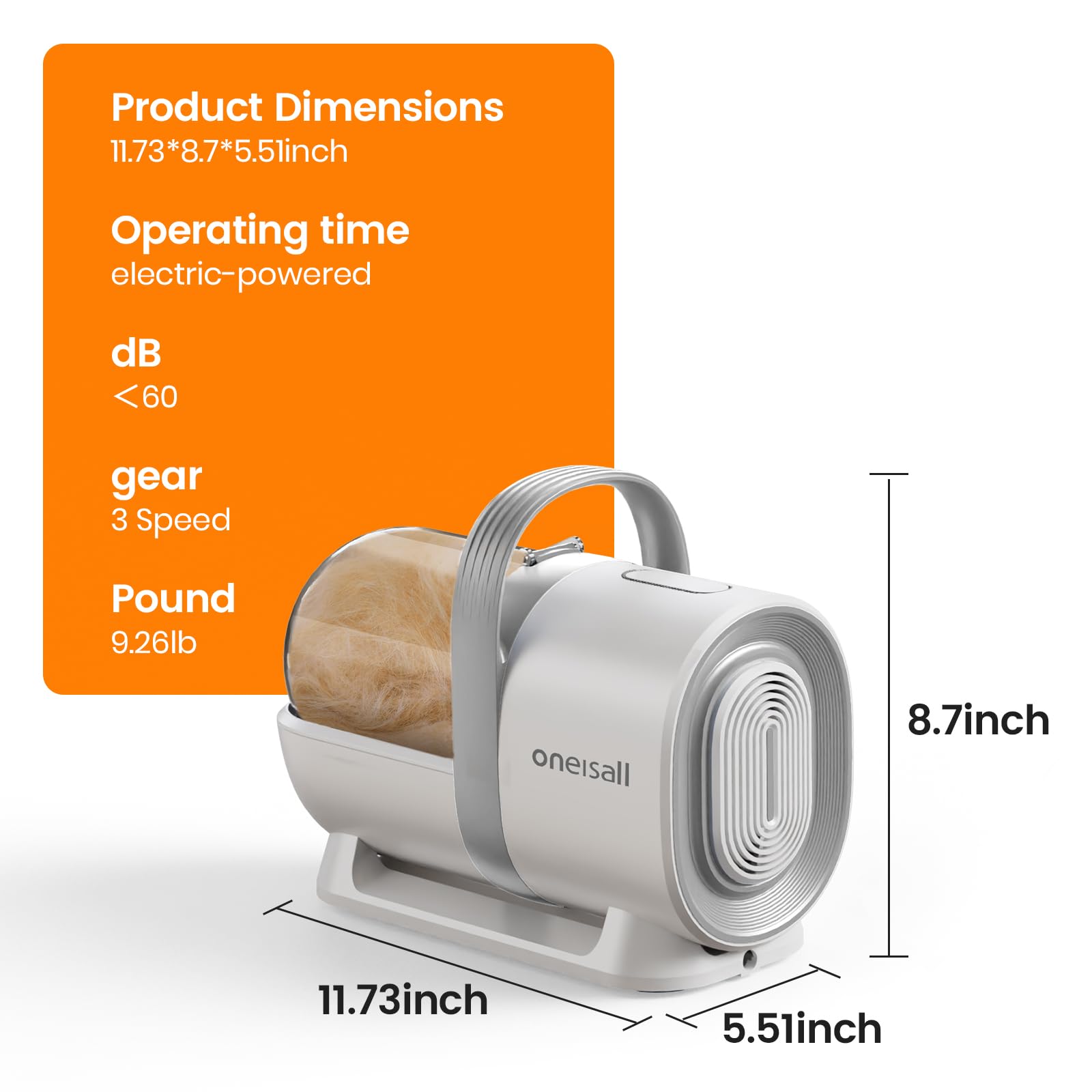 oneisall Dog Grooming Vacuum, Pet Grooming Vacuum with Clipper Nail Grinder, 1.5L Dust Cup Dog deshedding Vacuum Brush with 7 Pet Grooming Tools for Shedding Pet Hair, Home Cleaning(Blue)