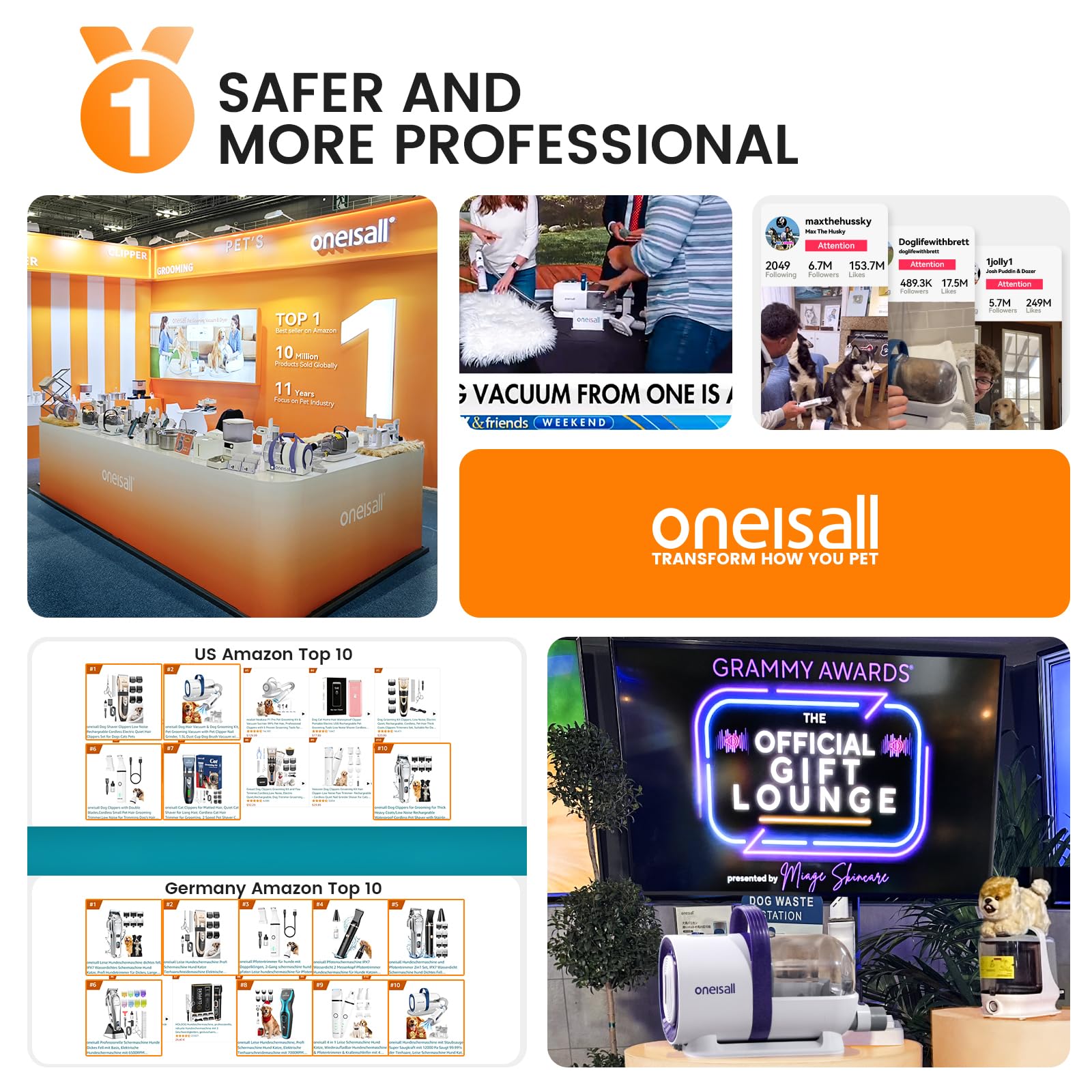 oneisall Dog Grooming Vacuum, Pet Grooming Vacuum with Clipper Nail Grinder, 1.5L Dust Cup Dog deshedding Vacuum Brush with 7 Pet Grooming Tools for Shedding Pet Hair, Home Cleaning(Blue)